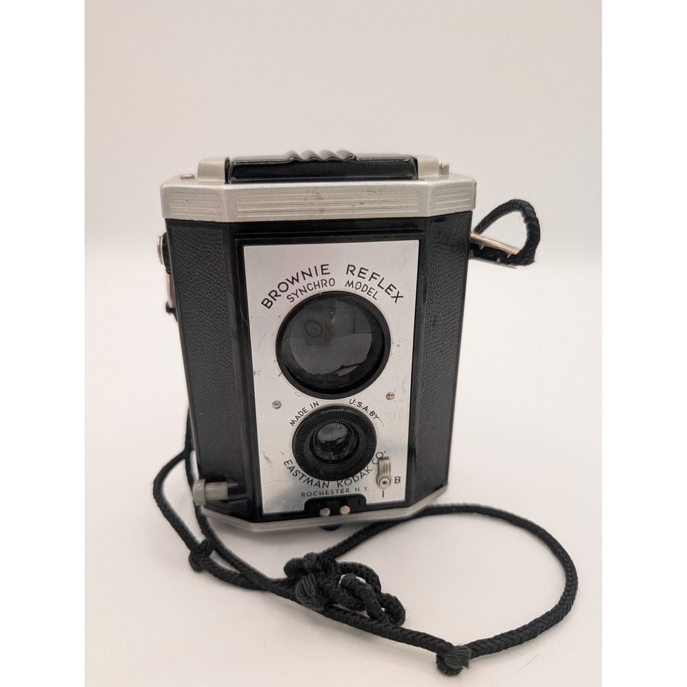 Vintage Kodak Brownie Reflex Synchro Model TLR Camera 127 Film Mid-Century Deco
